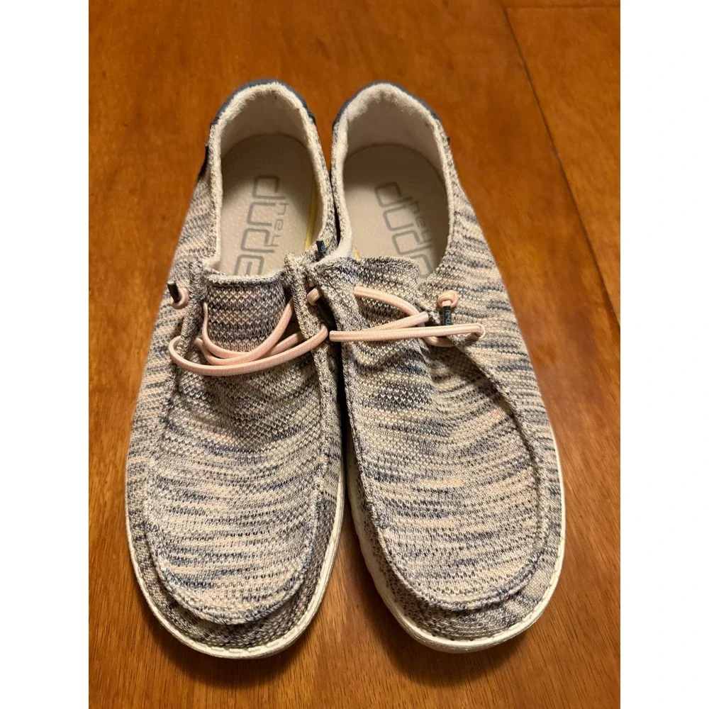 Hey Dude Wendy Sox Light Pink Marled Knit Slip On Loafers Shoes Womens 10